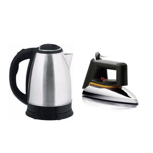 Bundle Of Flat Iron With 2litres Scarlet Kettle - Black/Silver image