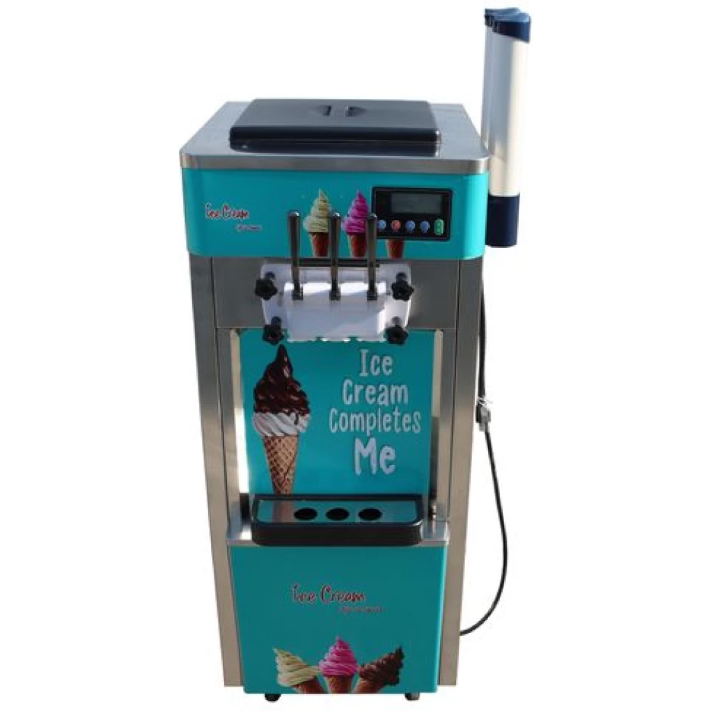 Commercial Ice Cream Machine Maker 3 Flavor Head Easy Operate Tool- Silver image