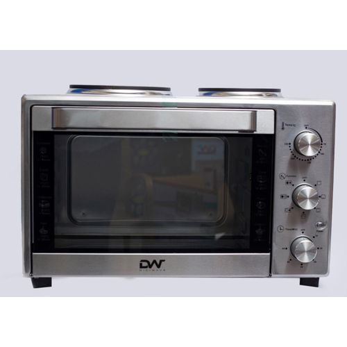 Digiwave 40 Liters Electric Mini Oven With Two Hot Plates / Hobs - Silver image