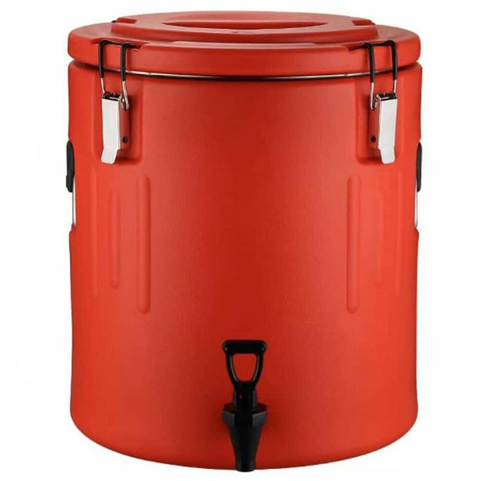 40L Stainless Steel Insulation Bucket With Faucet, Commercial Stall Food & Tea Bucket Cold & Hot Water Catering Urns Cooler- Red image