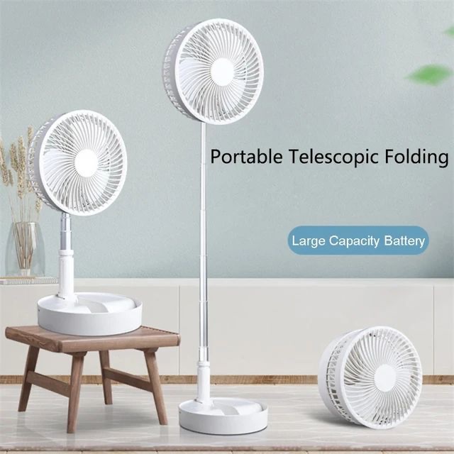 Portable Fan Rechargeable, Stand & Table fan Folding Telescopic & Adjustable Height for Office Home image