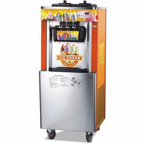 Commercial 3 Flavors Soft Serve Ice Cream Machine 20-30L Frozen Ice Cream Cones Machine Handness Adj image