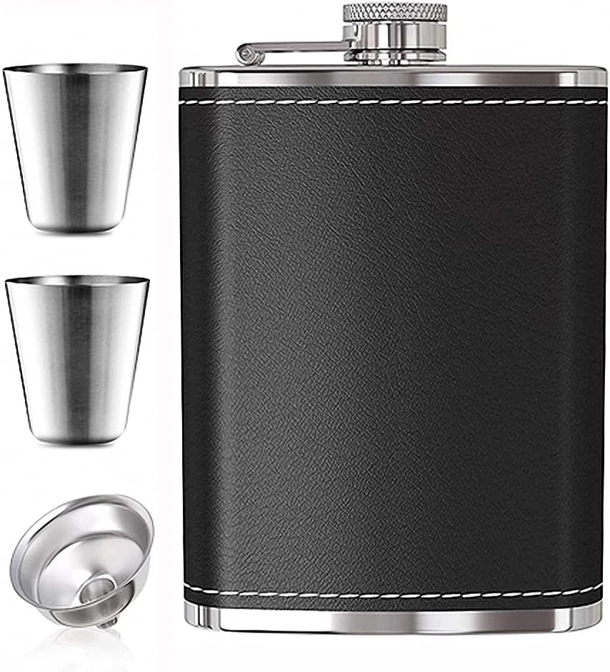 Liquor wine flask bottle with cups image