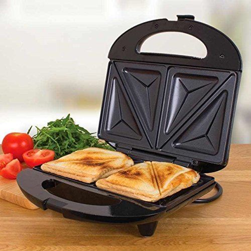 Electric 2 Slice Sandwich Toaster Maker - White-Black image