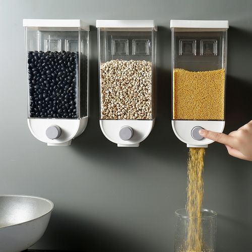 3Piece Wall-Mounted Cereal Dispenser,Food Storage Container Organizer,Colourless image