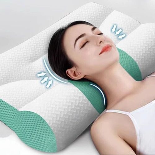 Special Traction Cervical Pillow For Adults - 50*30cm -White& Green image