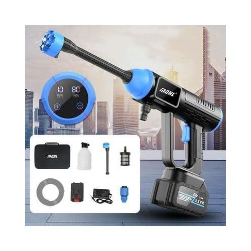 48V Portable Pressure Washer with 15000 mAH,6in1 Nozzle,Rechargeable Variable Speed Mode Cordless Pr image