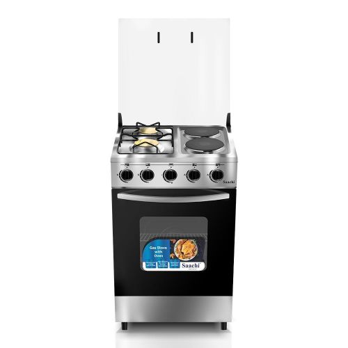 2 Gas + 2 Electric Stainless Steel Stove/Cooker With Gas Oven (50X50cm) - Silver Black image