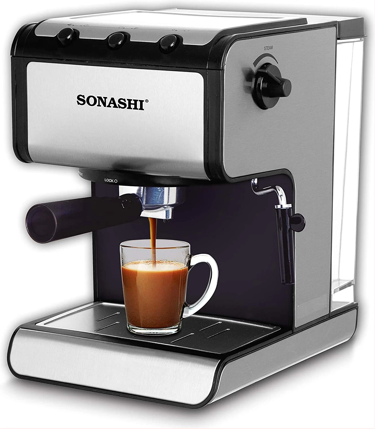 Sonashi 3 In 1 Coffee Machine SCM-4960 – 300W Coffee Maker with 1.4L Detachable Water Tank, 3 Switches, Overpressure Protection, Stainless Steel Filter | Kitchen & Home Appliance image