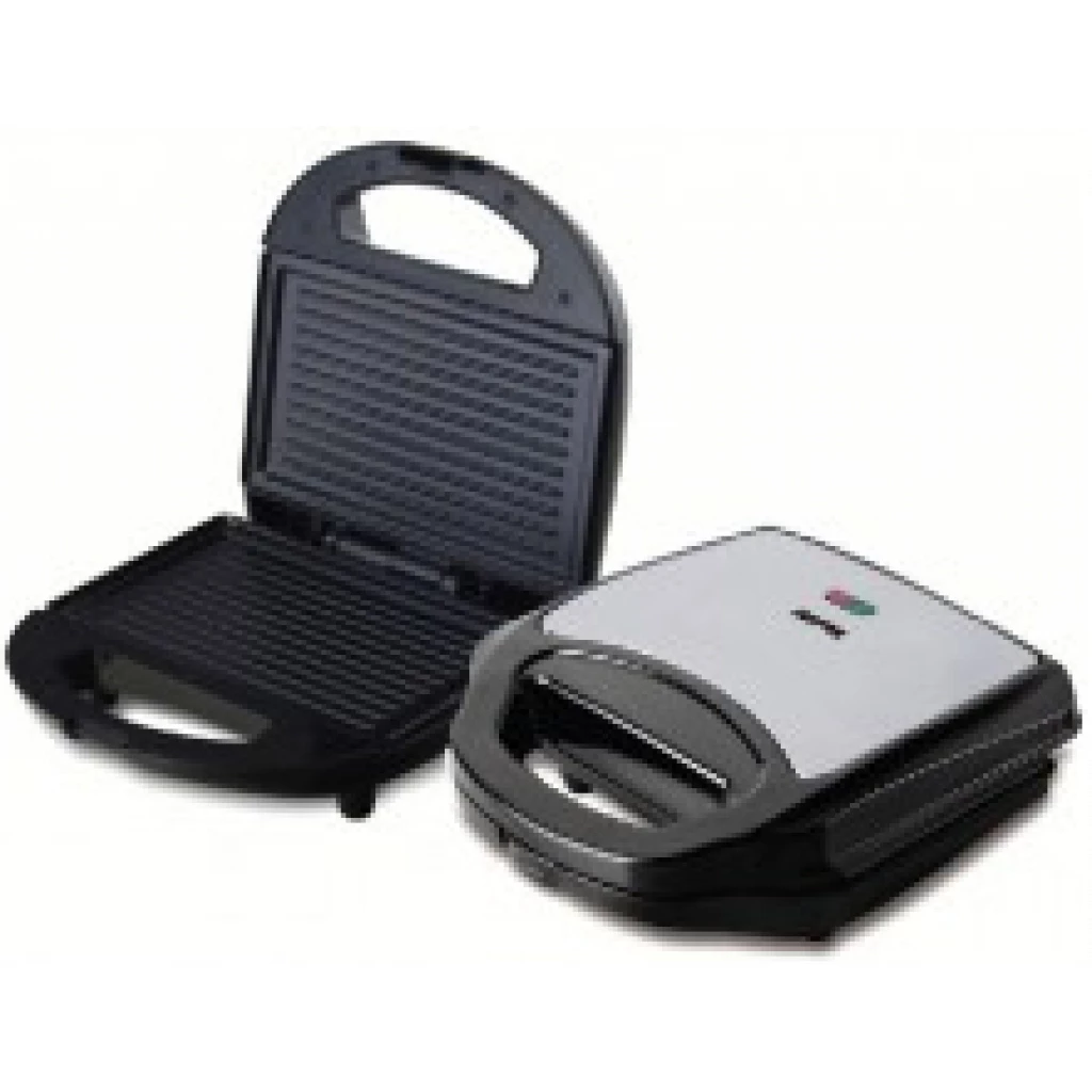 Geepas GGM6001 700W 2 Slice Grill Maker With Non-Stick Plates | Stainless Steel Panini Press, Sandwich Toaster – Black image