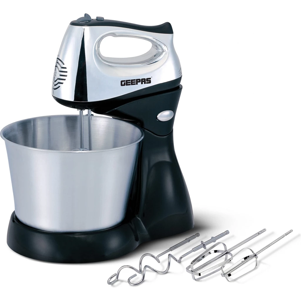 Geepas Stand Mixer , GHM5461 , 240 Volts -Black/Silver image