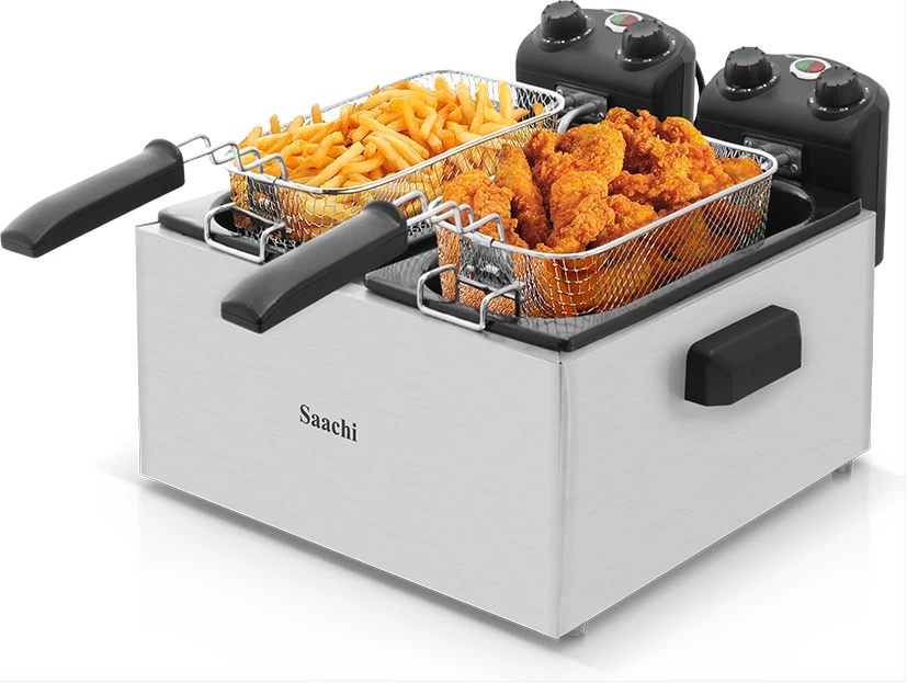 Saachi Double Deep Fryer NL-DF-4758 3L x 3L Stainless Steel – Silver image