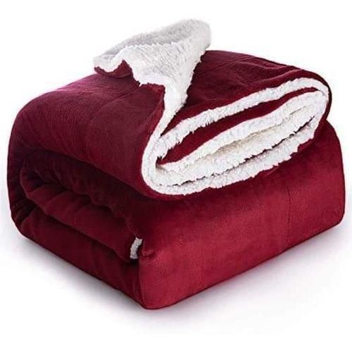 Super Soft Double sided Fleece Throw Blanket-Maroon image
