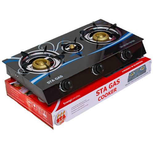 Automatic Glass Top Sta Gas Double Plate Cooker image
