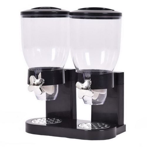 Double Kitchen Food Cereal Dispenser Storage, Organizer Container, Black. image