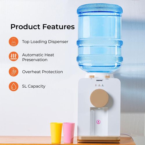 Hot And Warm Normal Water Dispenser, Normal and Hot, Two Taps Counter Top -White image